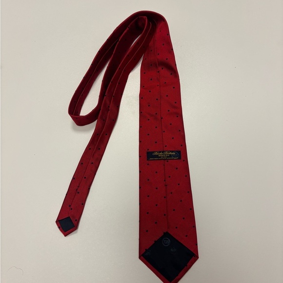 Brooks Brothers Red Silk Tie Navy Dots – USA Made (Factory Second) - Picture 2 of 4